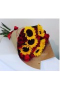 SunFlower and roses bouquet 